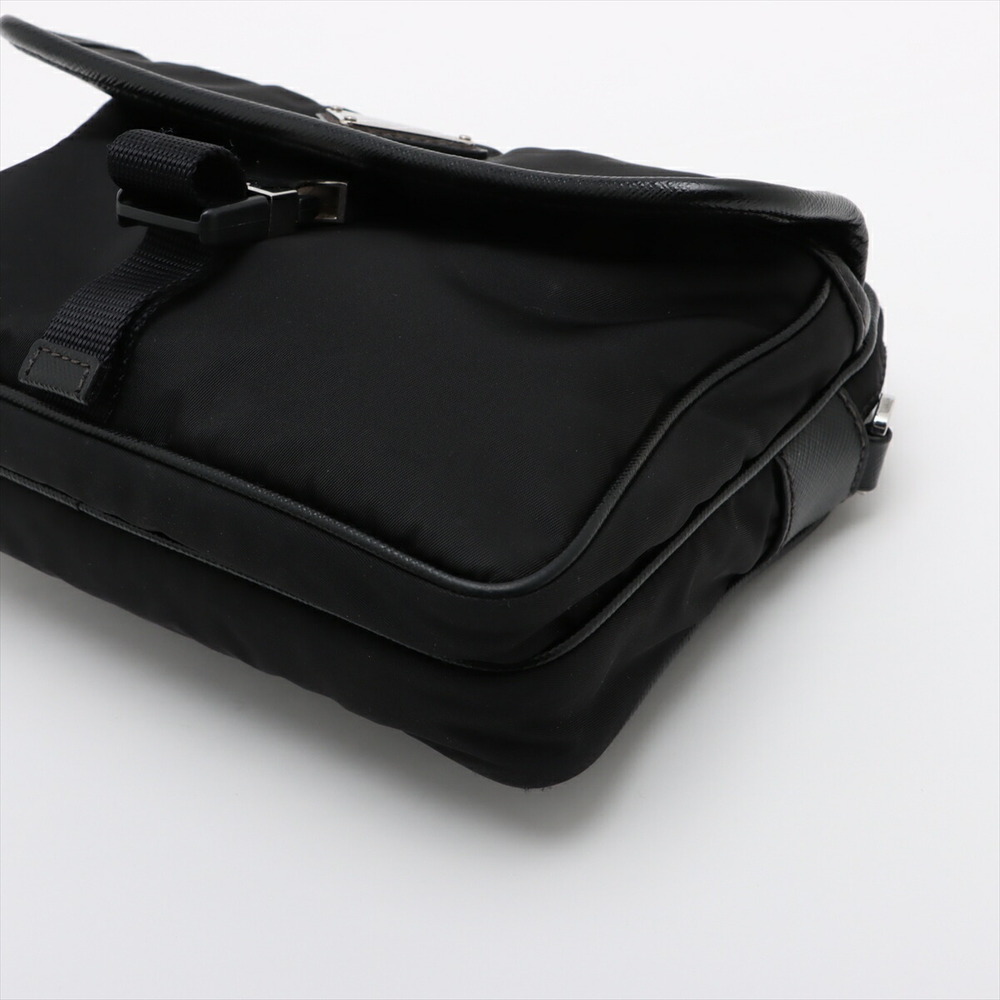 Prada black bag shoulder Tessuto leather nylon - Picture 3 of 8